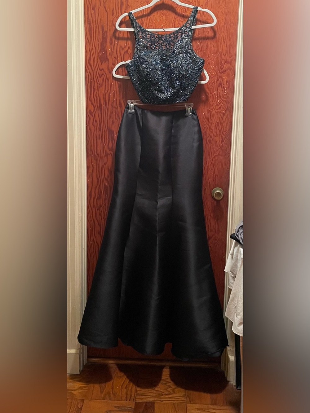 madison james Black Evening  Two piece Dress. Beaded top .